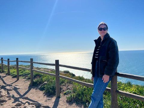 Franziska at a beach in Portugal