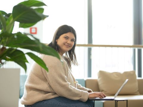 Student with laptop